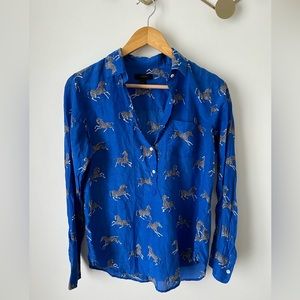 J.Crew silk blend zebra popover blouse, size 2